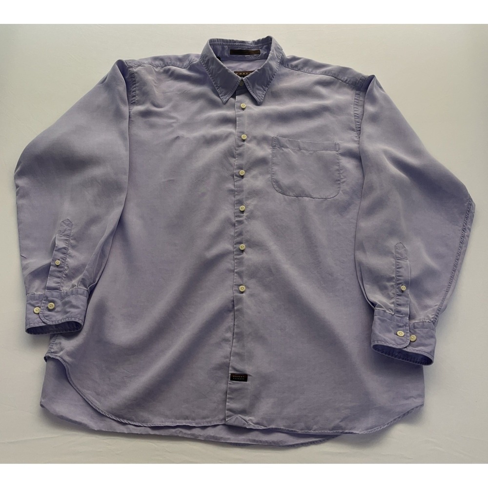 Robert Talbott Shirt Men's Size XXL Purple Long Sleeve Button Up 100% Lyocell